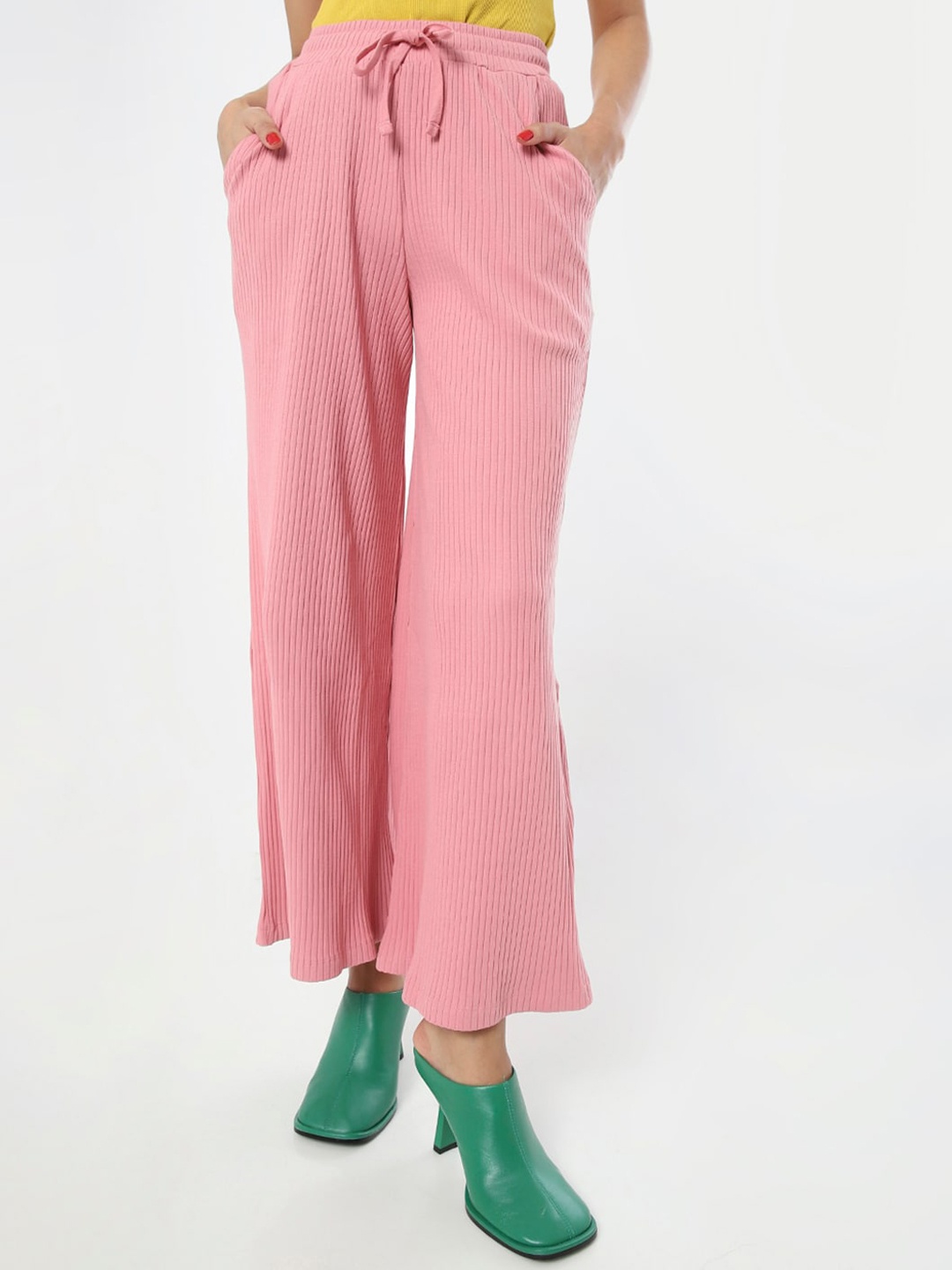 

Bewakoof Women Pink Striped Trousers