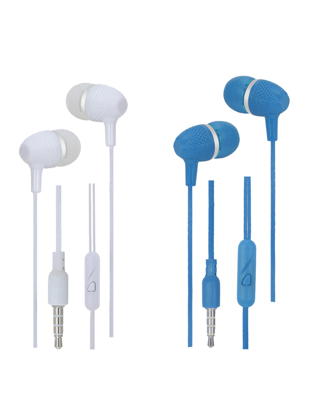 

SWAGME Set Of 2 Solid Boomdhoom IE009 In-Ear Wired Earphones With Mic, Blue