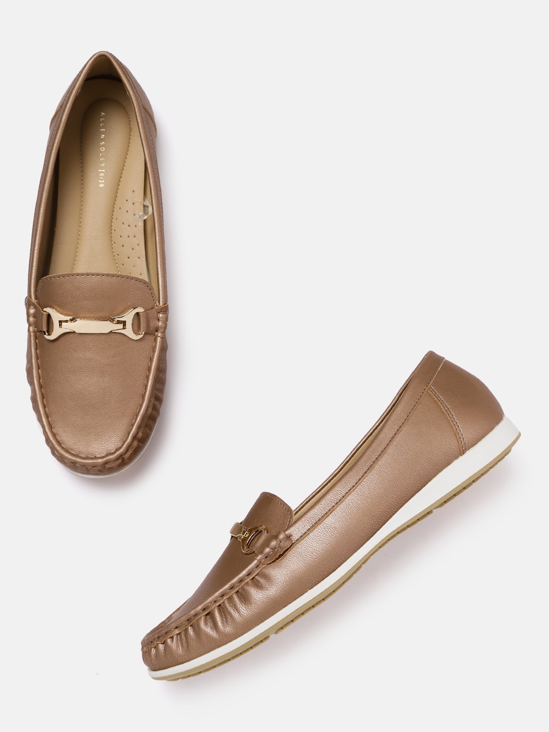 

Allen Solly Women Bronze-Toned Solid Horsebit Loafers