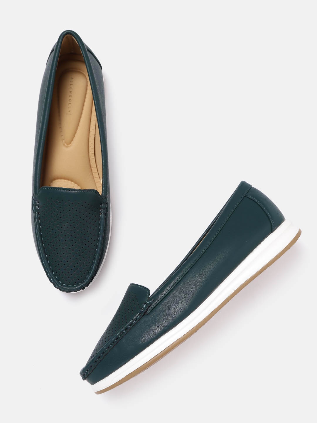 

Allen Solly Women Teal Green Perforated Loafers