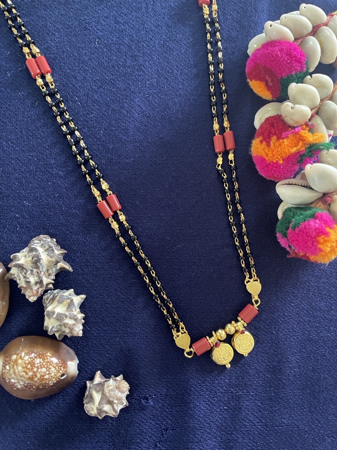 

Digital Dress Room Gold-Plated Black Beaded Mangalsutra
