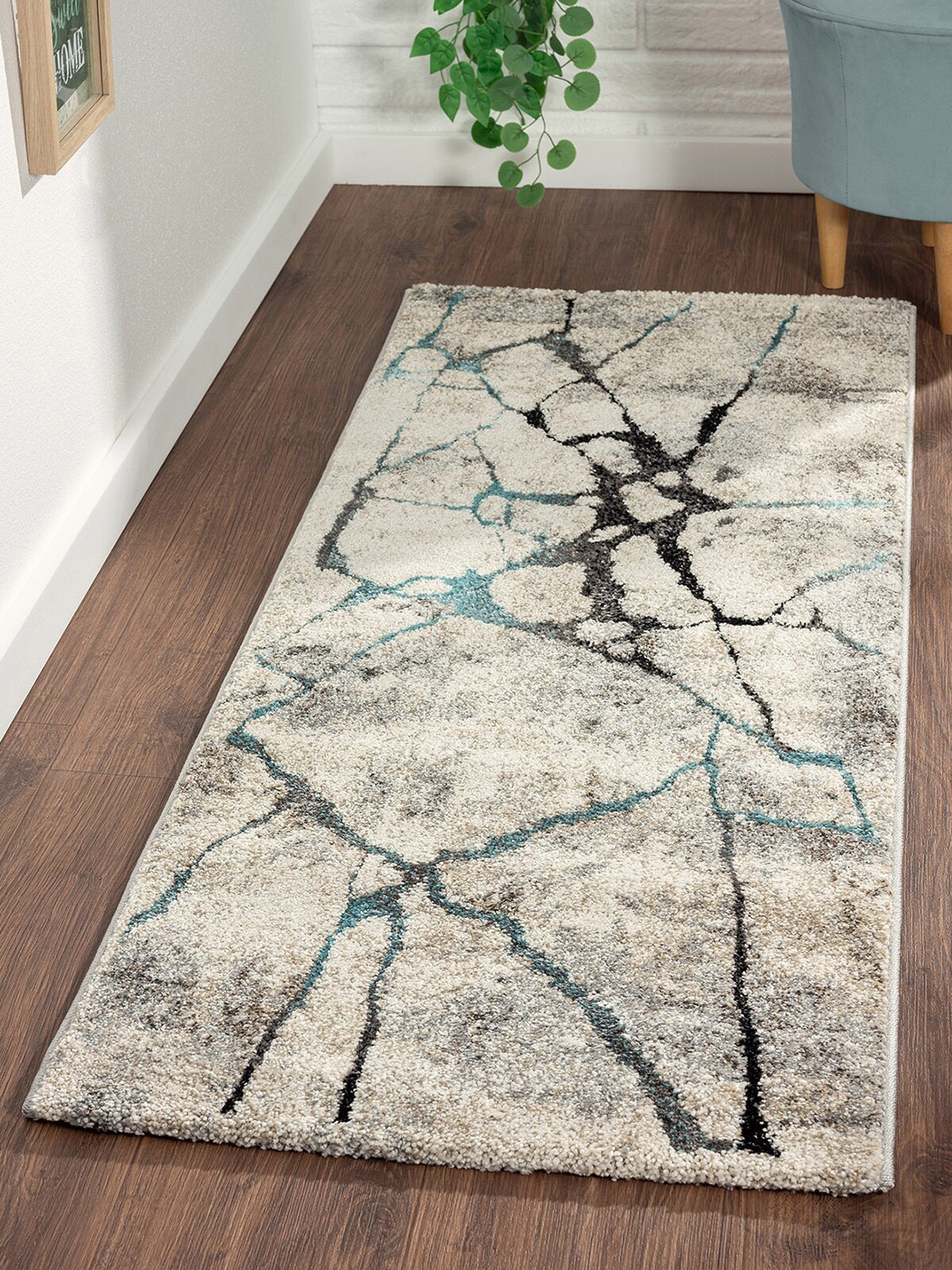 

OBSESSIONS Grey & Beige Abstract Floor Runners