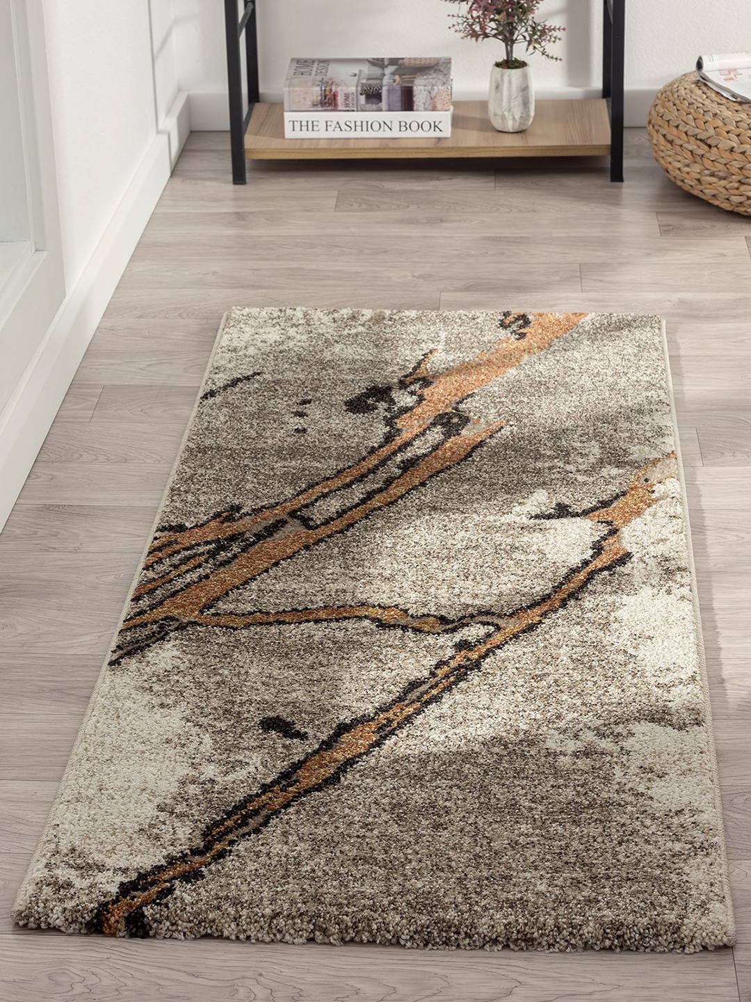 

OBSESSIONS Grey & Brown Polypropylene Abstract Runner