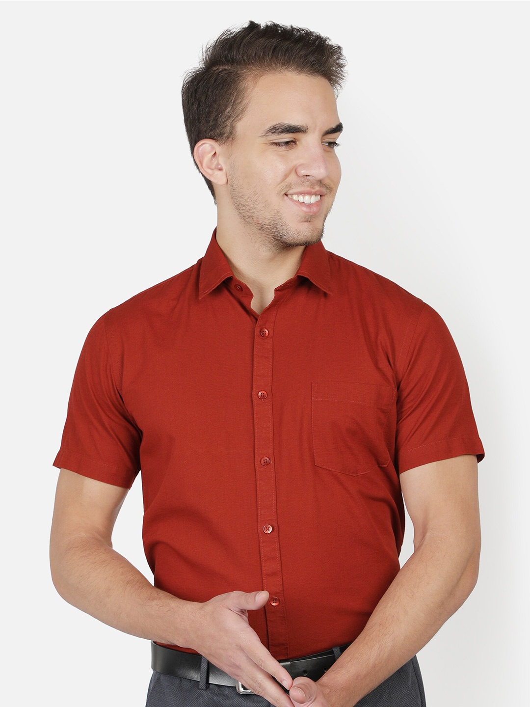 

Southbay Men Rust Smart Tailored Fit Linen Cotton Formal Shirt