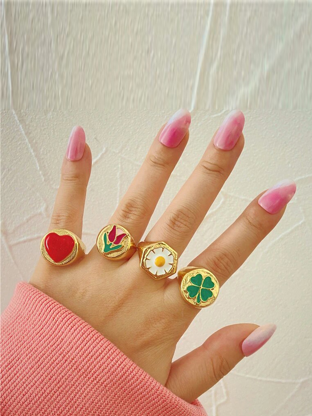 

Jewels Galaxy Set of 4 Gold-Plated Multi-Colored Rings