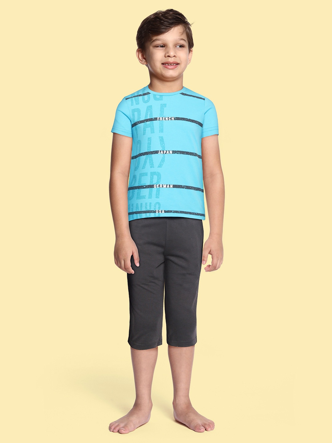 

Sweet Dreams Boys Blue & Charcoal Grey Printed Pyjama Set
