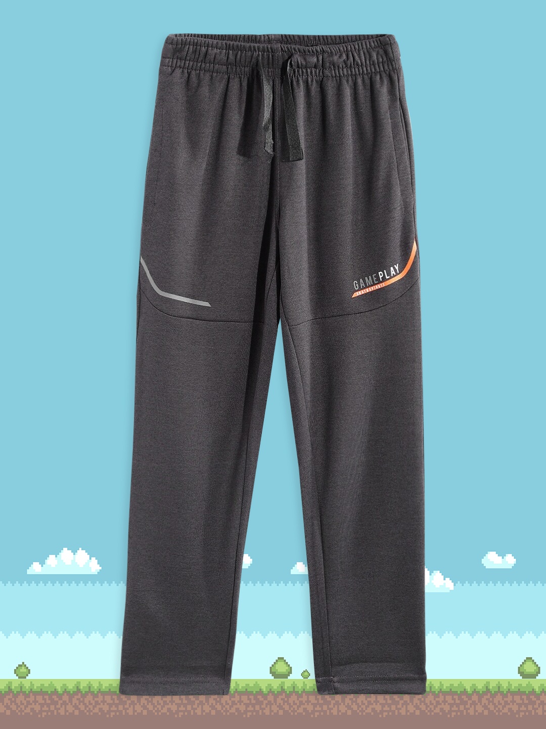 

Sweet Dreams Boys Charcoal Grey & Orange Solid Track Pants