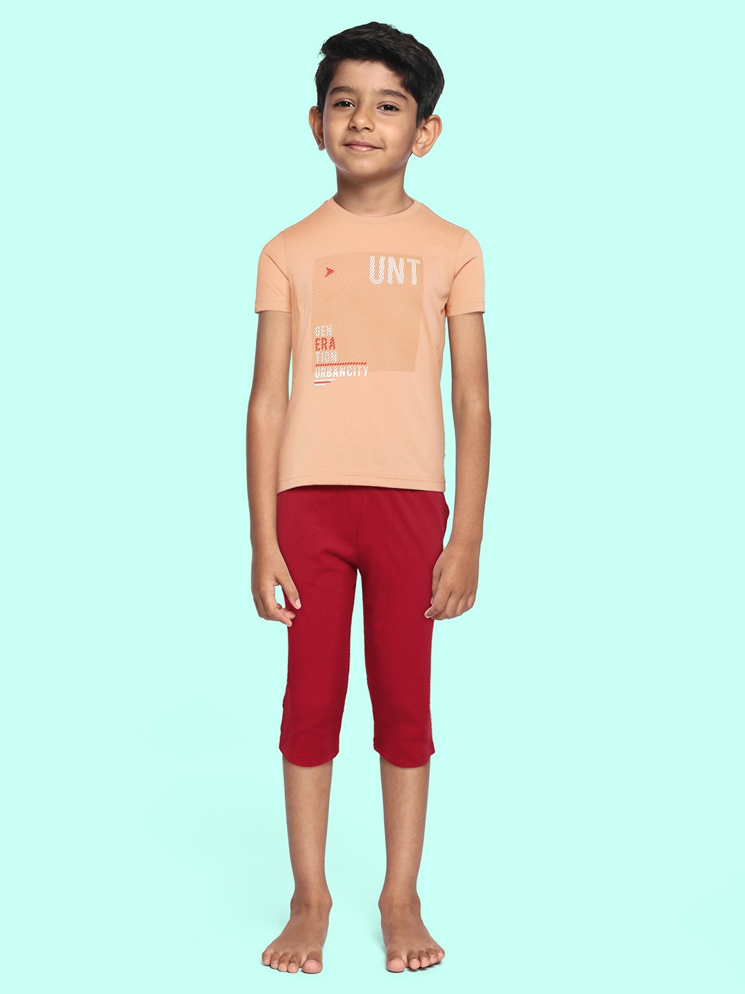 

Sweet Dreams Boys Beige & Red Typography Print Pyjama Set
