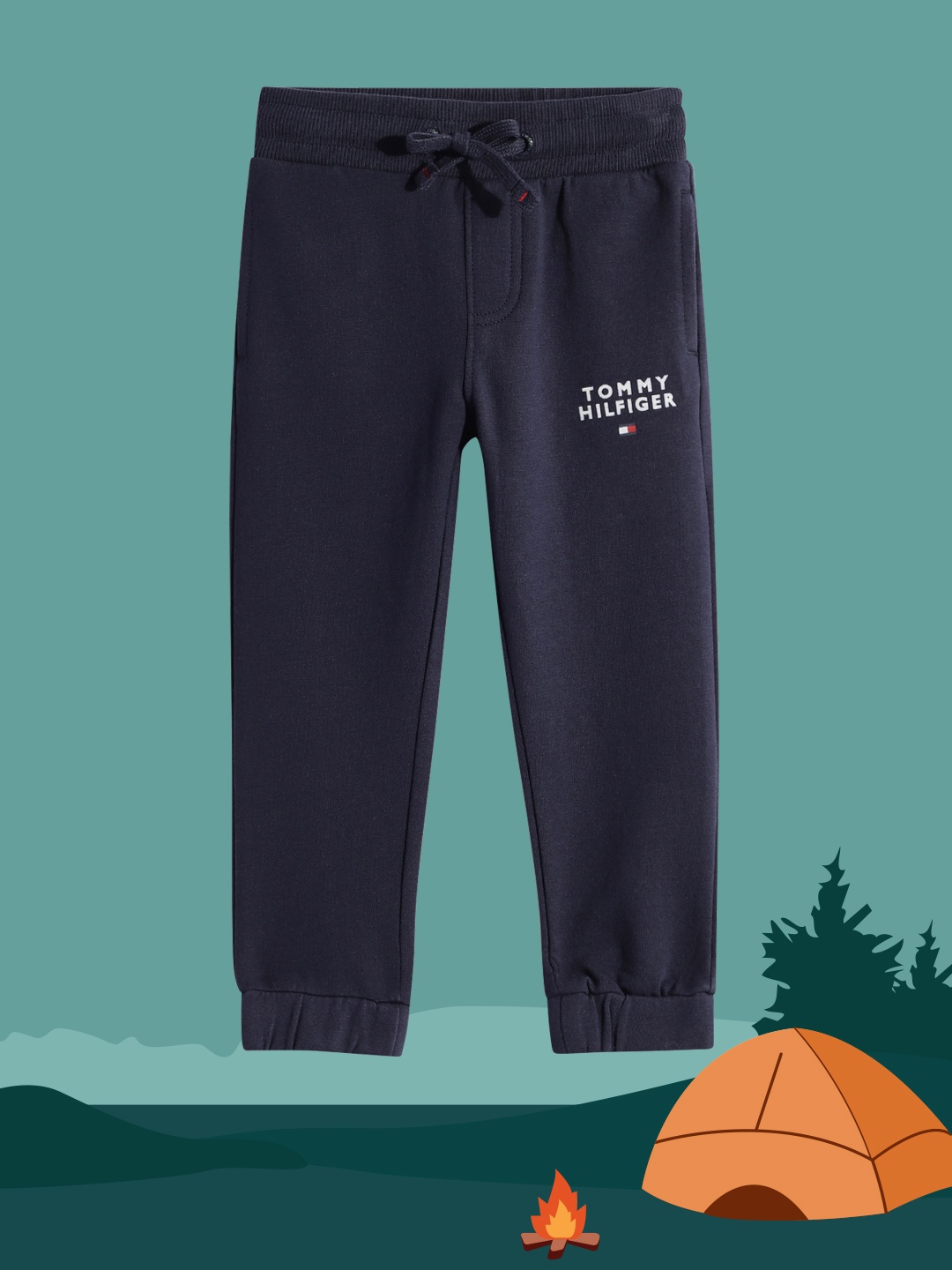 

Tommy Hilfiger Boys Navy Blue Brand Logo Printed Joggers