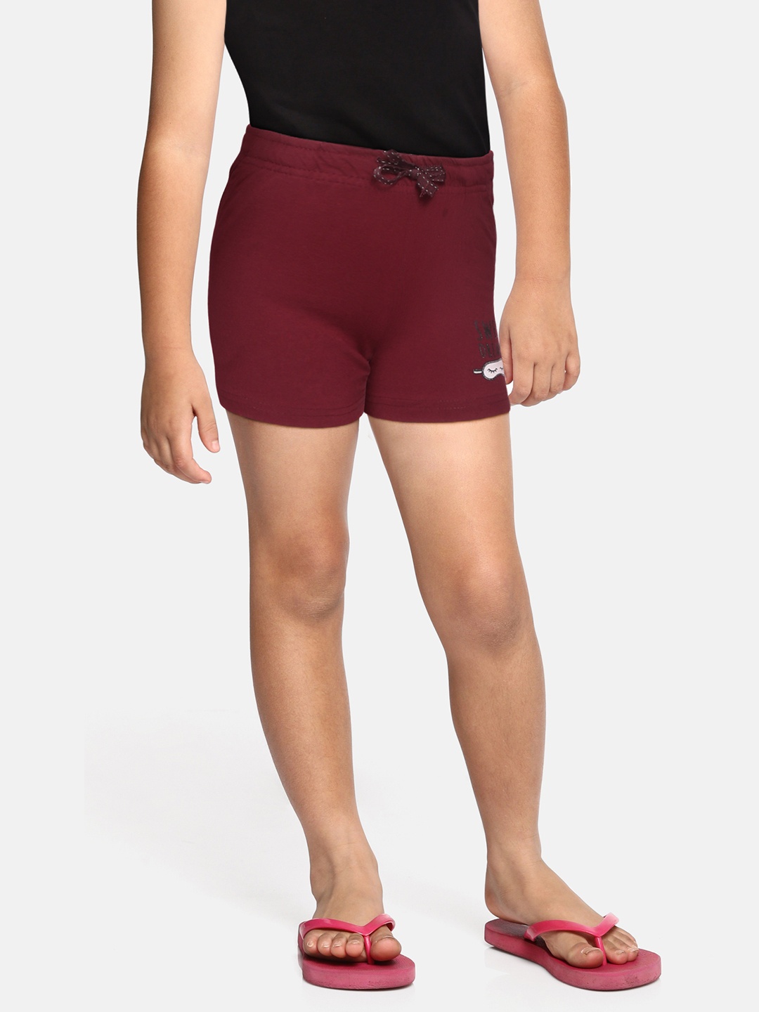 

Sweet Dreams Girls Burgundy Solid Lounge Shorts
