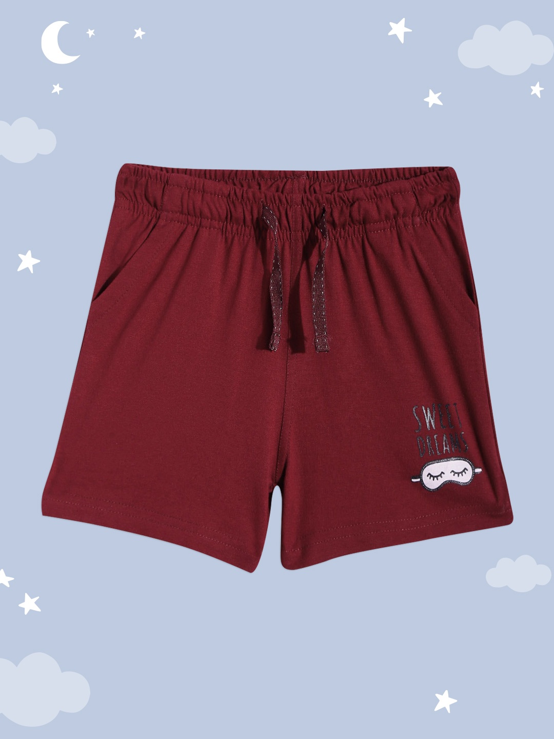 

Sweet Dreams Girls Burgundy Solid Lounge Shorts