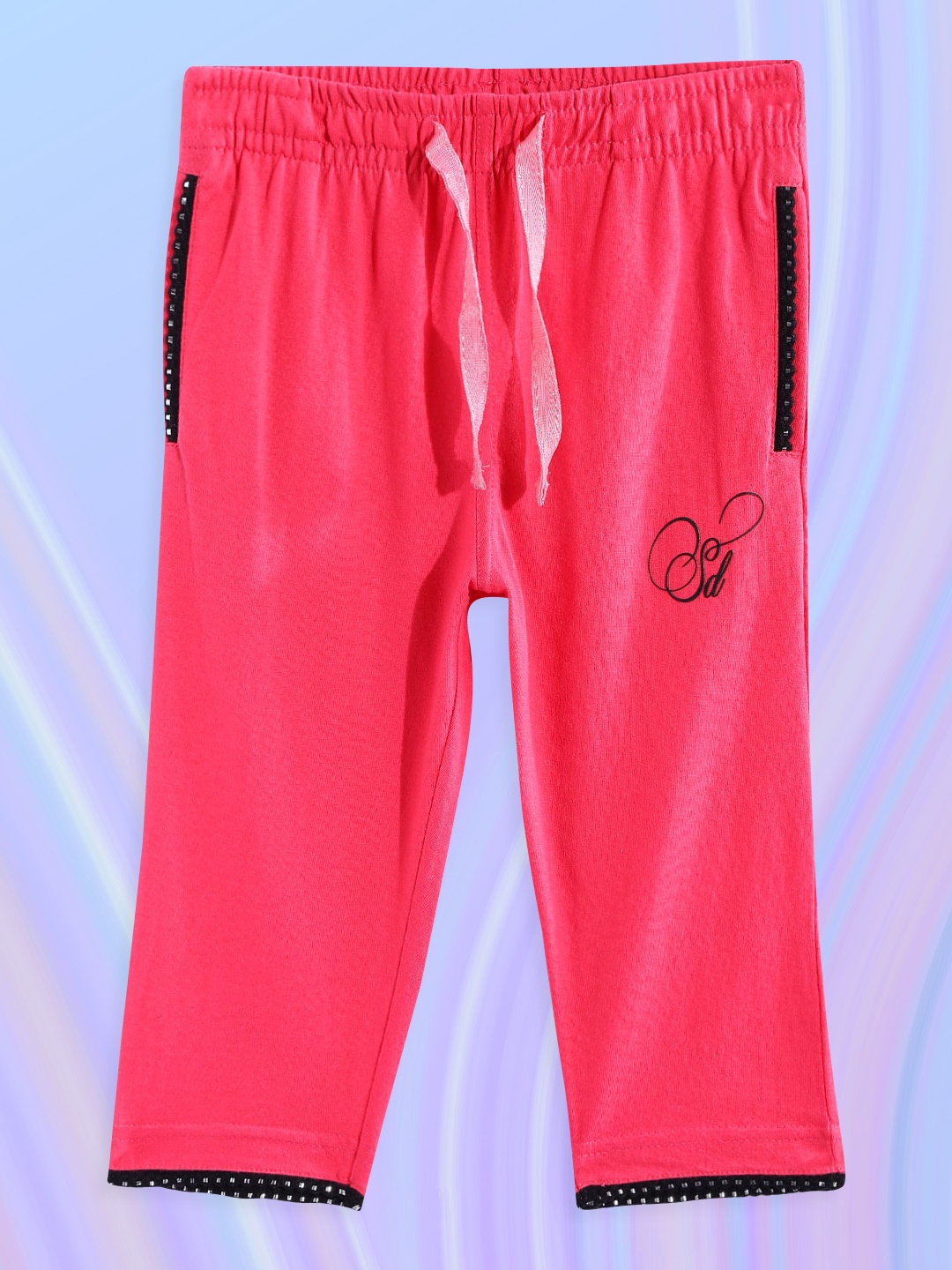 Sweet Dreams Girls Pink & Black Brand Logo Print Capris