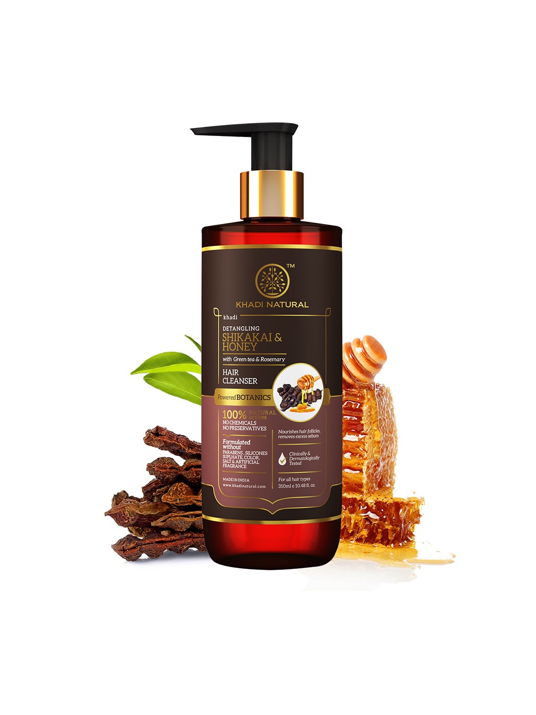 

Khadi Natural Power Botanics Shikakai & Honey Hair Shampoo To Remove Excess Sebum - 310ml, Brown