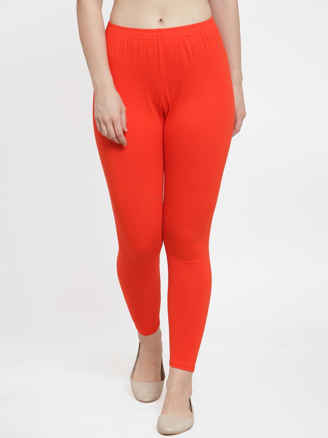 

Jinfo Women Orange Solid Ankle-Length Cotton Leggings