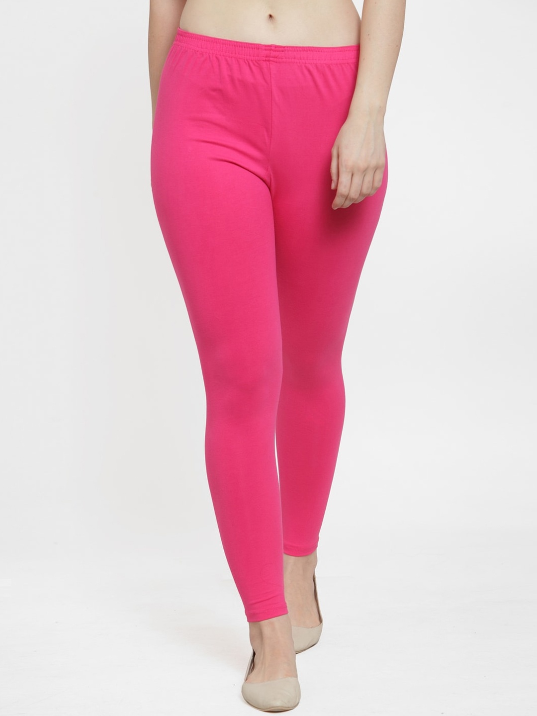 

Jinfo Women Pink Solid Ankle-Length Leggings