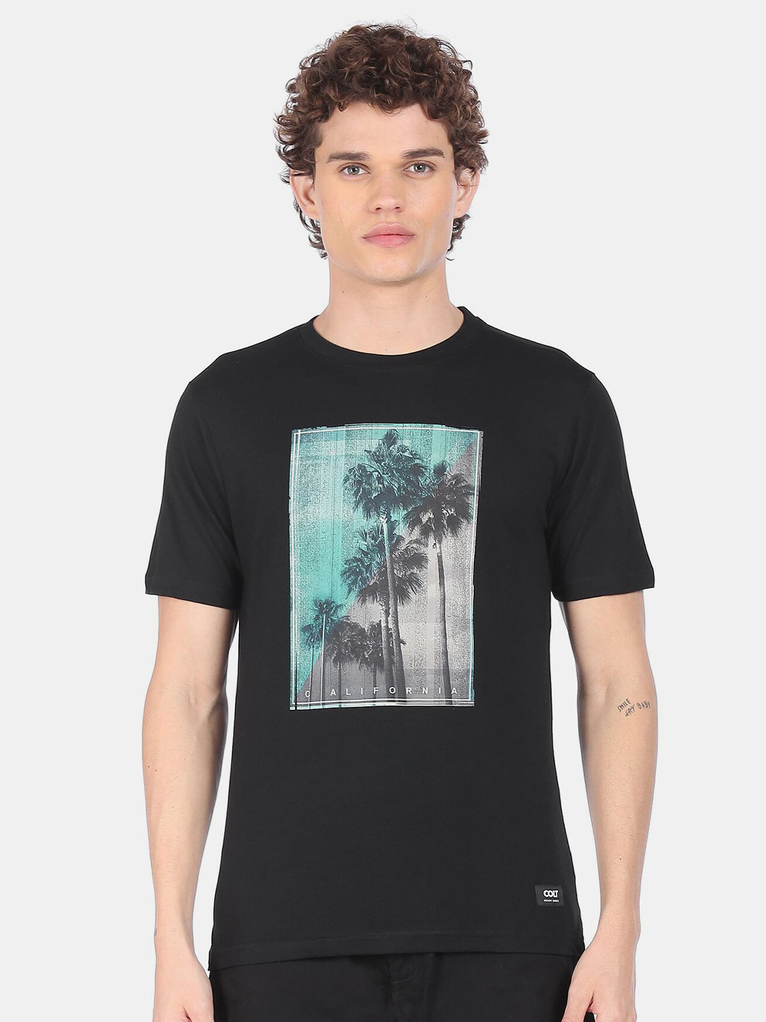 

Colt Men Black Printed Cotton T-shirt