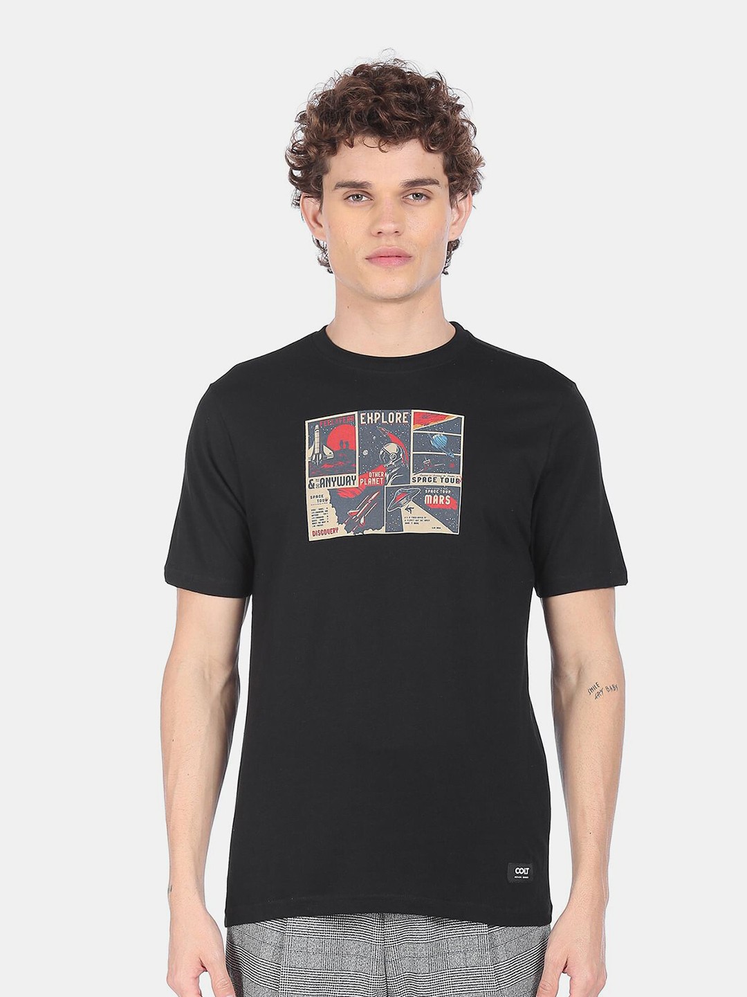 

Colt Men Black Printed Cotton T-shirt