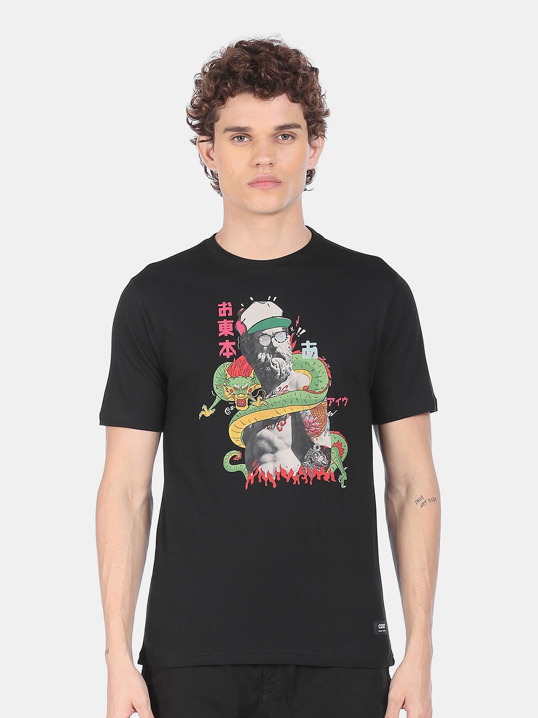 

Colt Men Black Floral Printed T-shirt