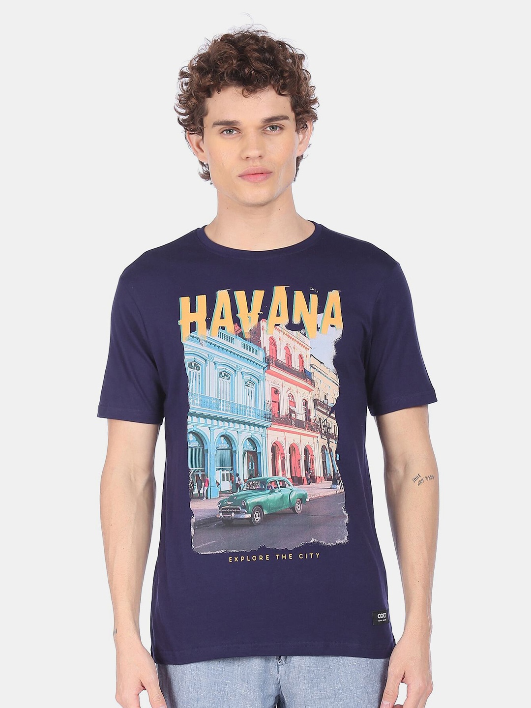 

Colt Men Blue Graphic Printed Cotton T-shirt