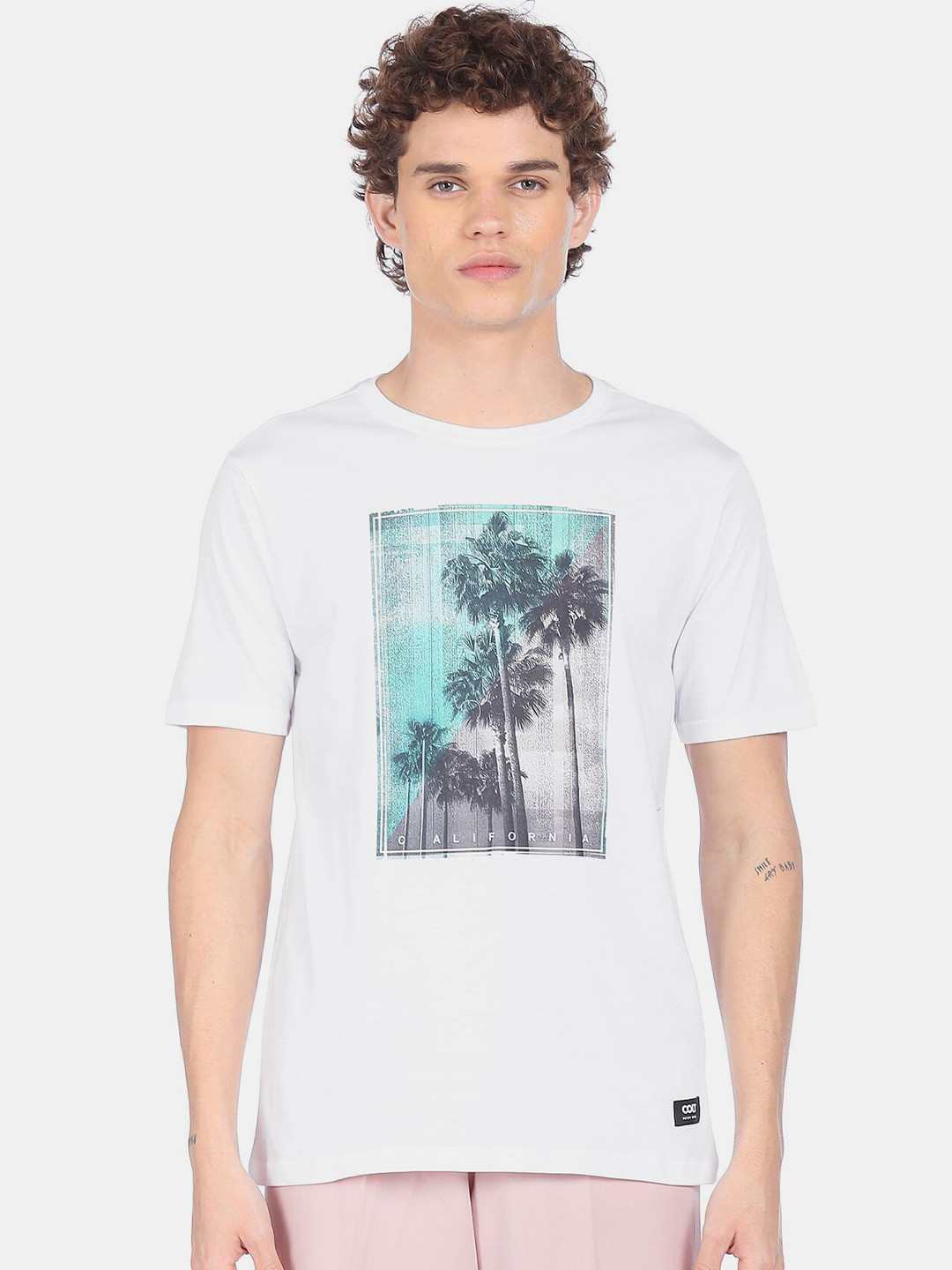 

Colt Men White Printed Tropical Cotton T-shirt