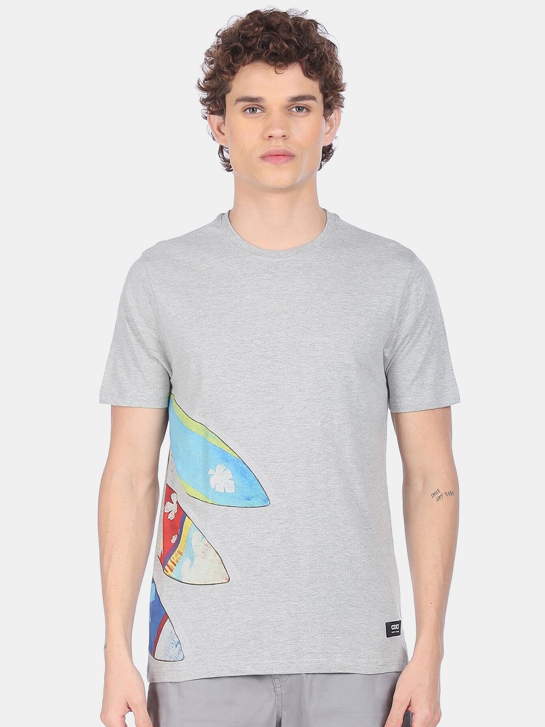 

Colt Men Grey Graphic Printed T-shirt