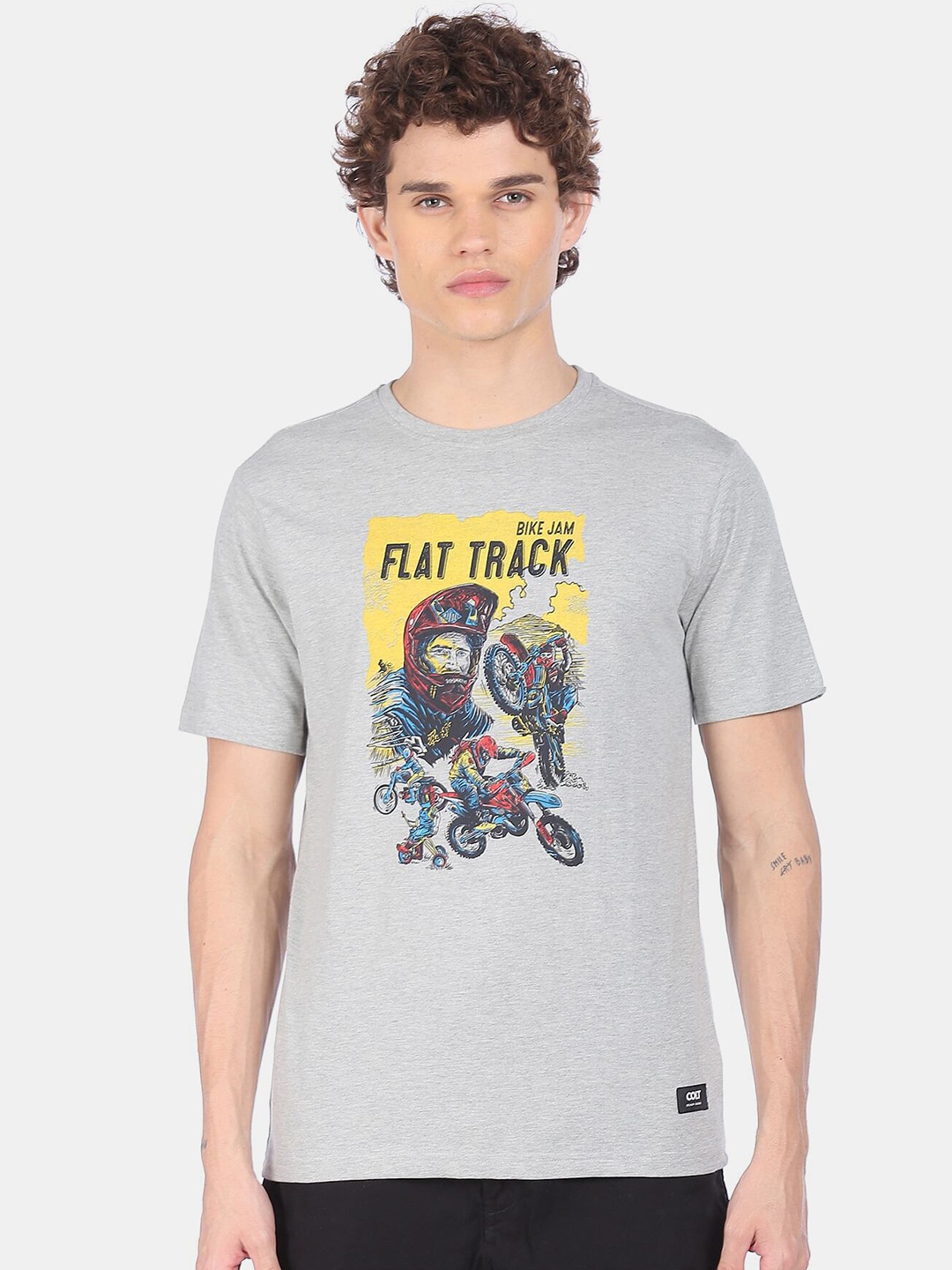 

Colt Men Grey Biker Printed T-shirt