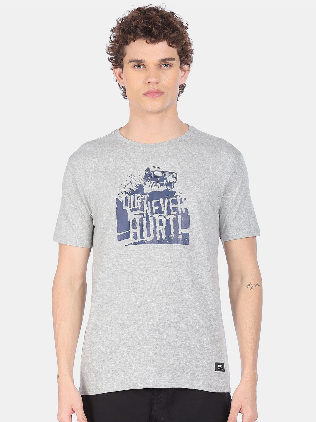 

Colt Men Grey Typography Printed T-shirt