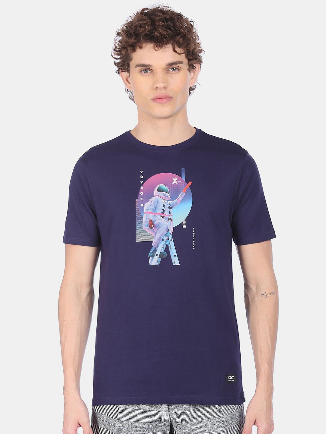 

Colt Men Blue Printed Cotton T-shirt