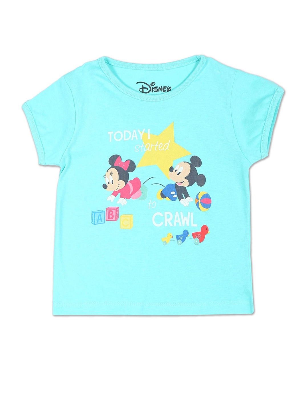 

Donuts Girls Blue Mickey Mouse Printed T-shirt
