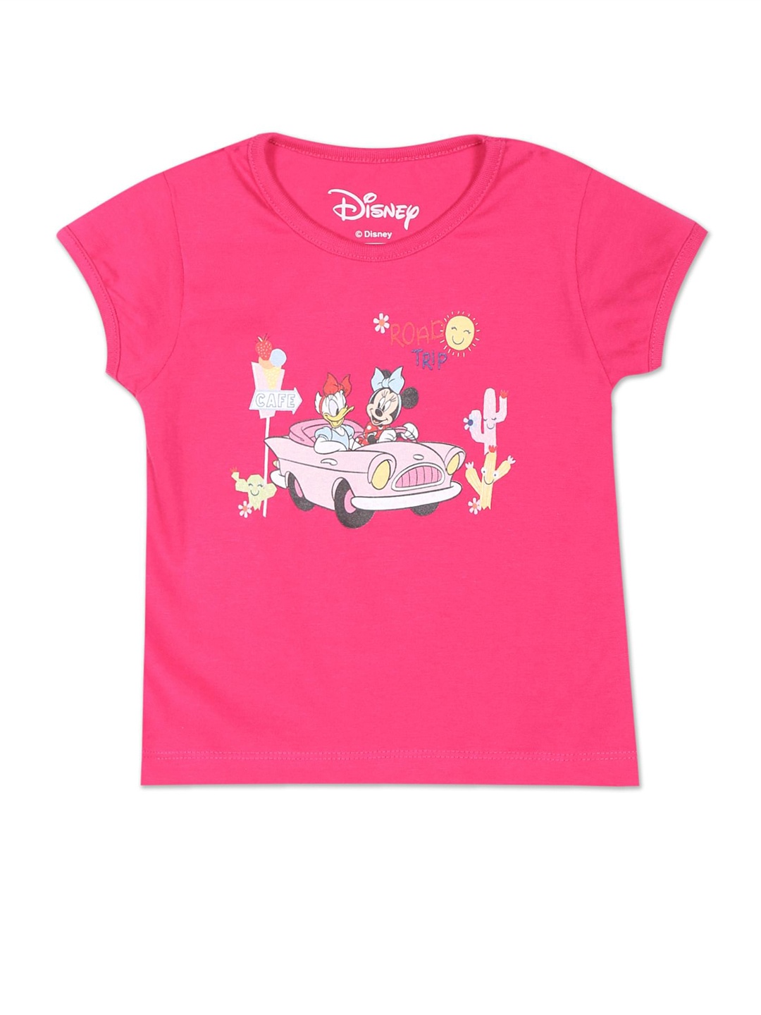 

Donuts Girls Pink Mickey Mouse Printed Pure Cotton T-shirt