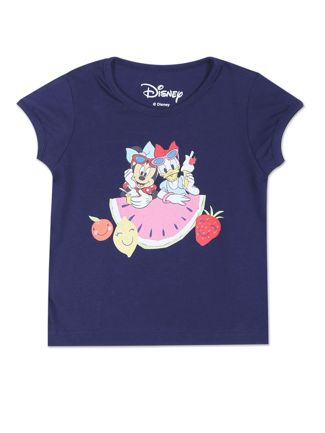 

Donuts Girls Navy Blue & Pink Minnie & Daisy Printed Pure Cotton T-shirt