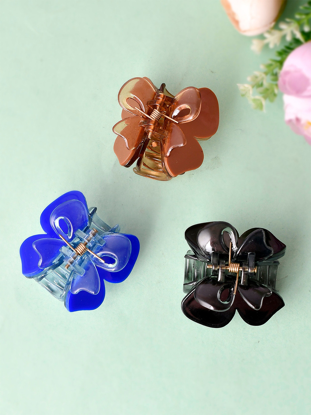 

Silvermerc Designs Women Blue & Black Set of 3 Claw Clip