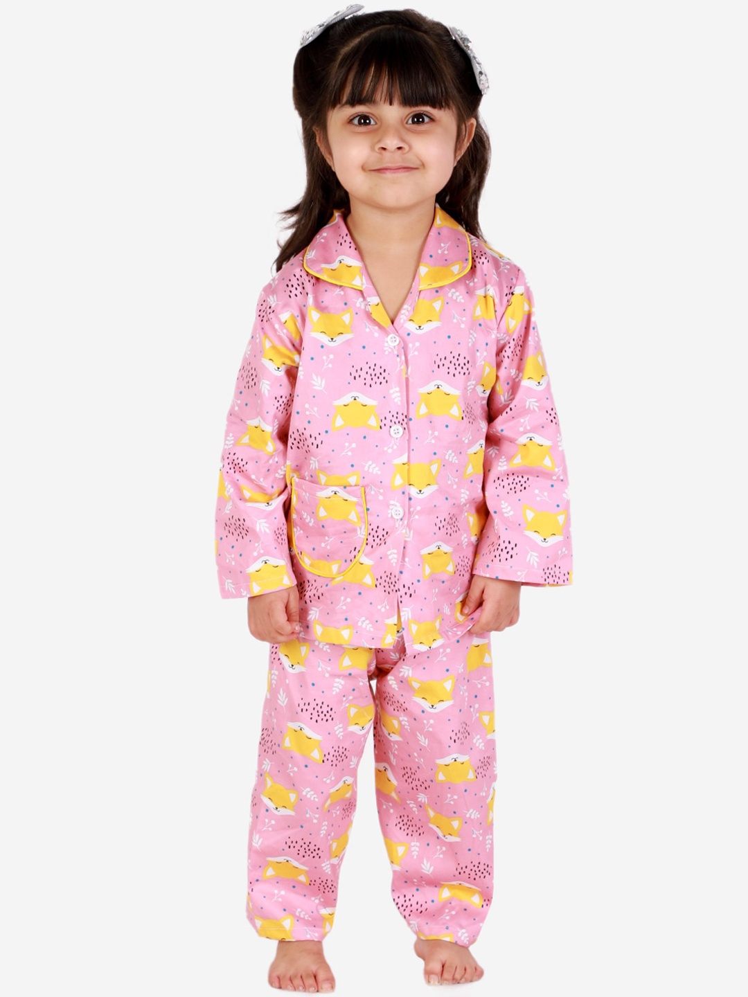 

KID1 Girls Pink Night suits