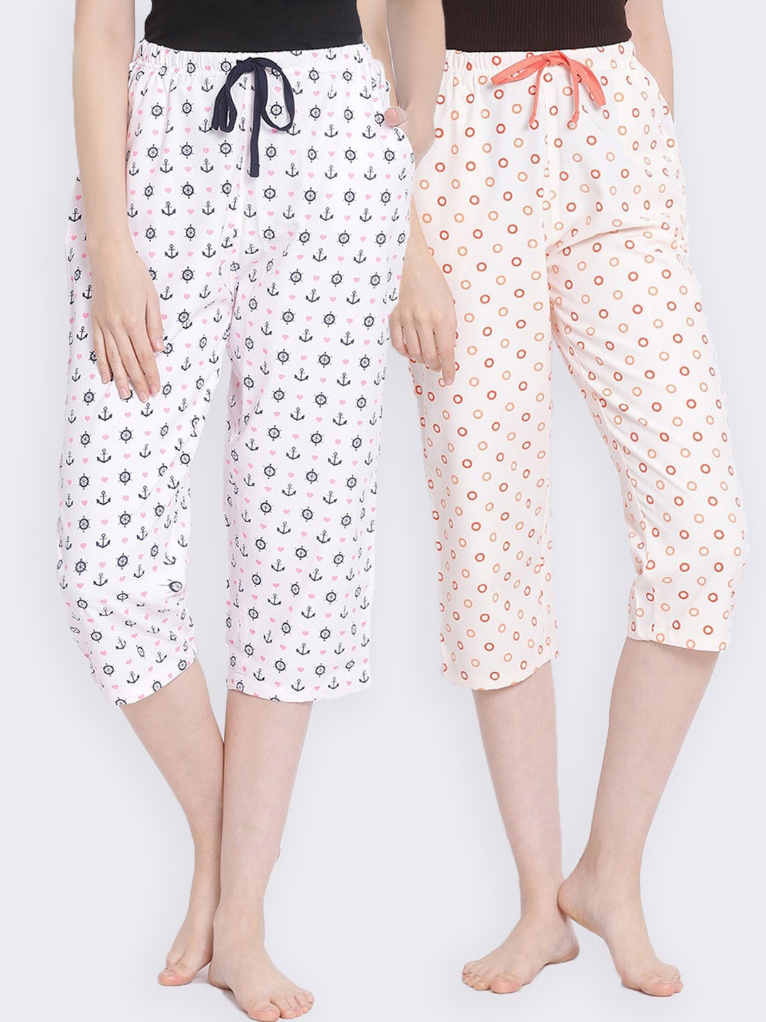 

Kanvin Women Cream & White Set Of 2 Lounge Pants