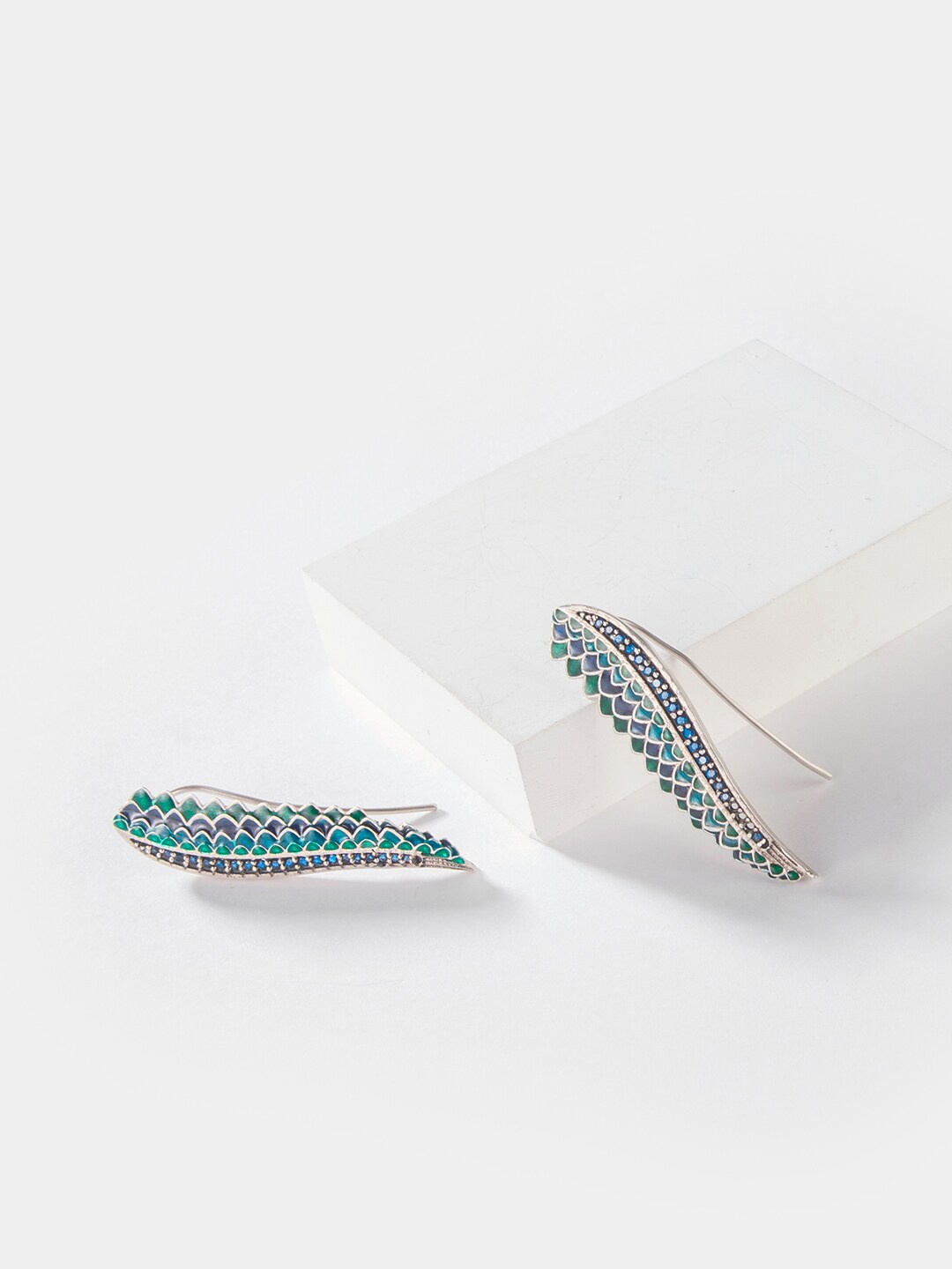 

SHAYA Silver-Toned Contemporary Studs Earrings