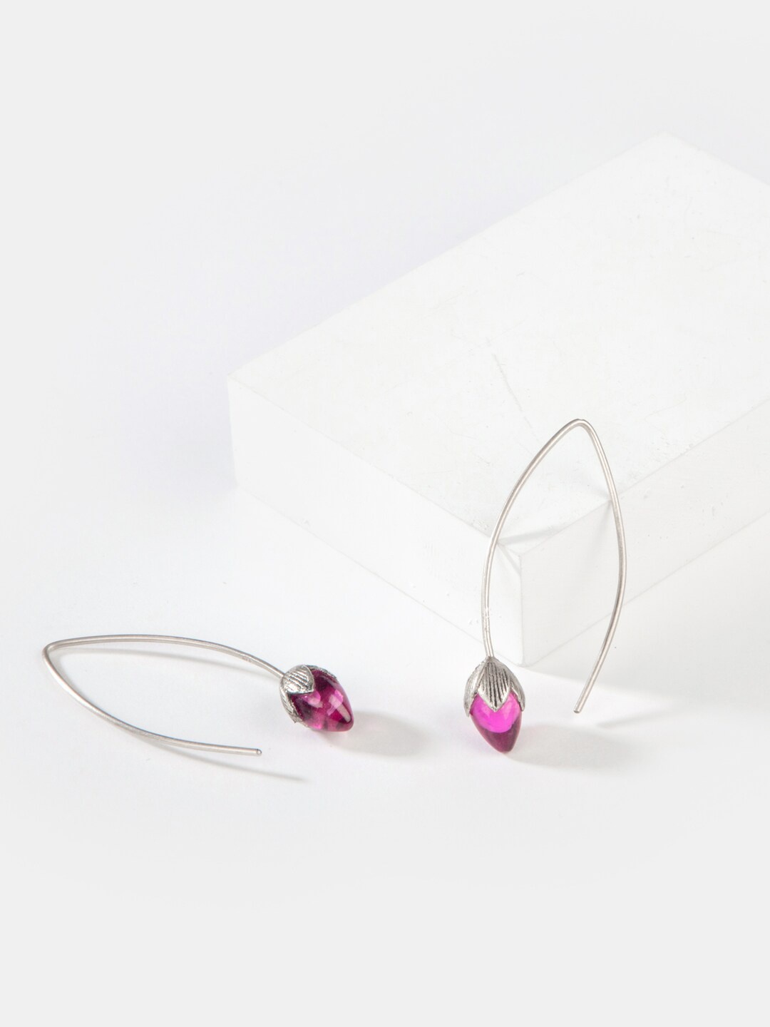 

SHAYA Silver-Toned Contemporary Drop Earrings