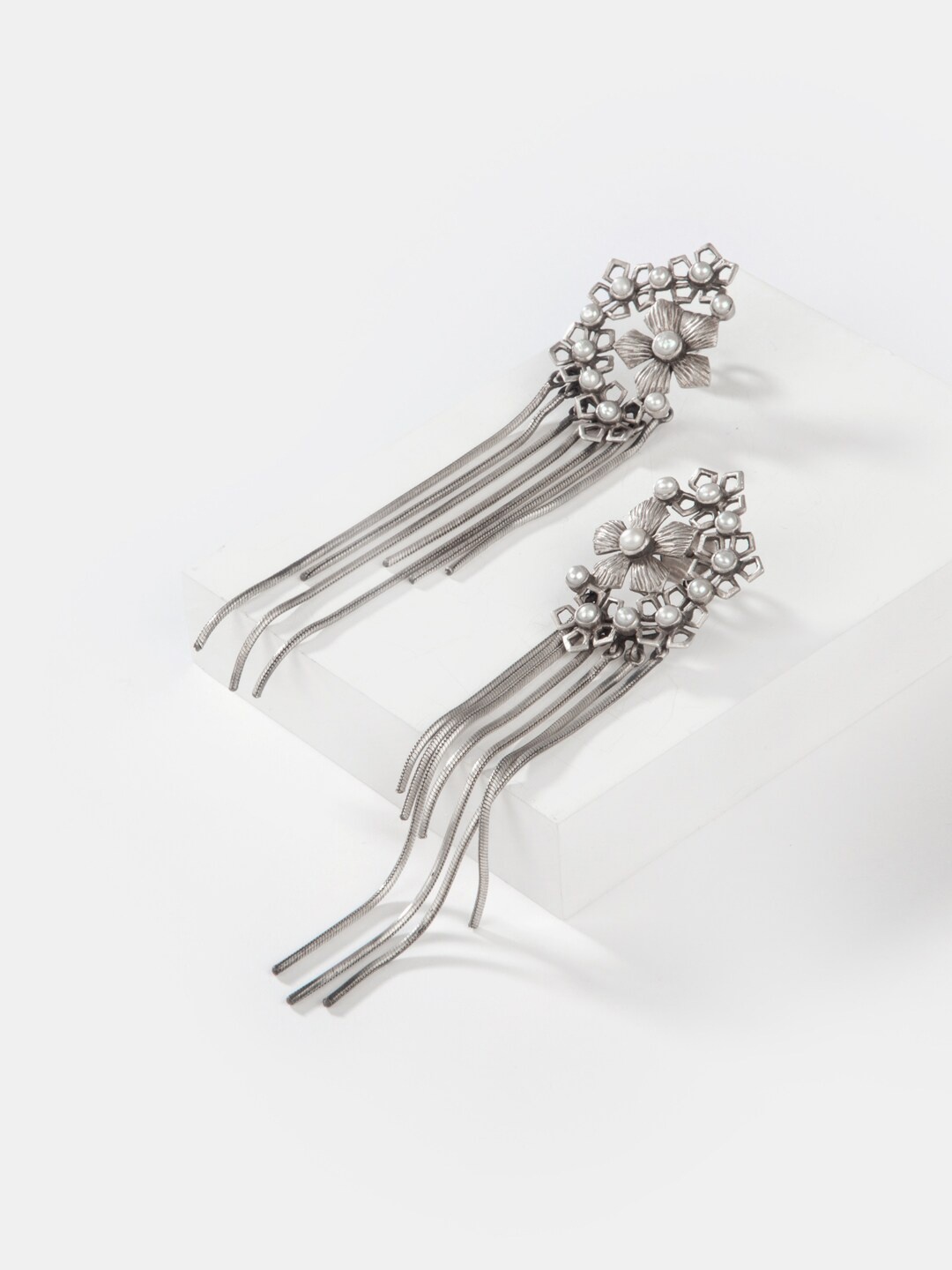 

SHAYA Silver-Toned Contemporary Drop Earrings