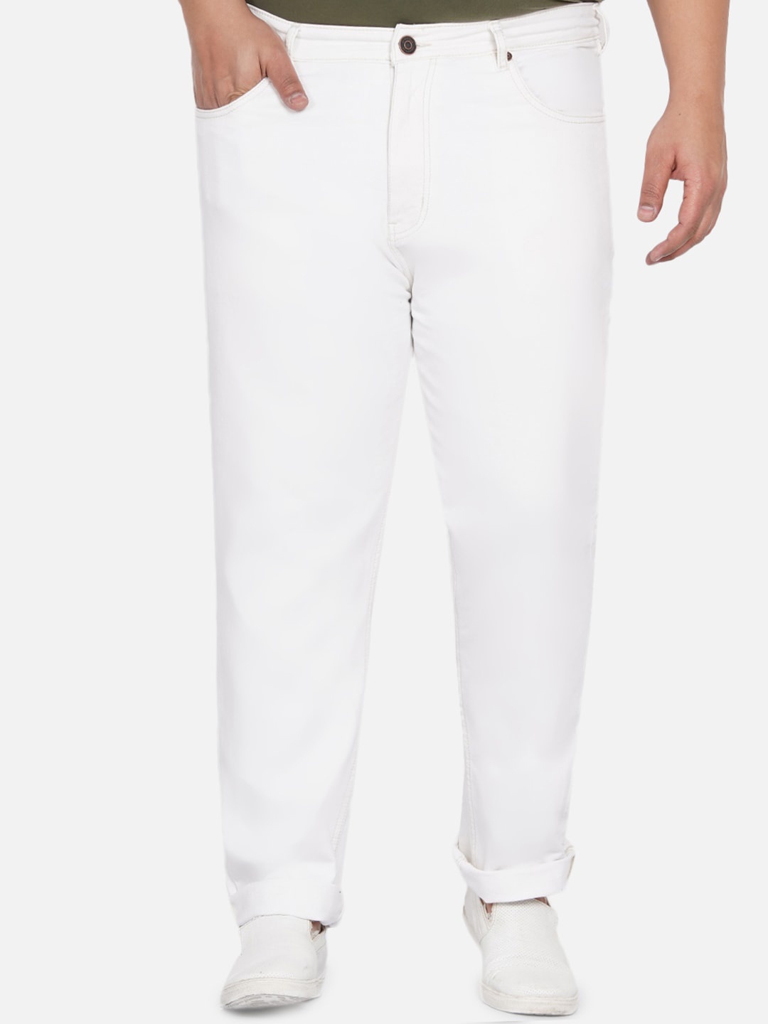 

John Pride Plus Size Men White Stretchable Jeans