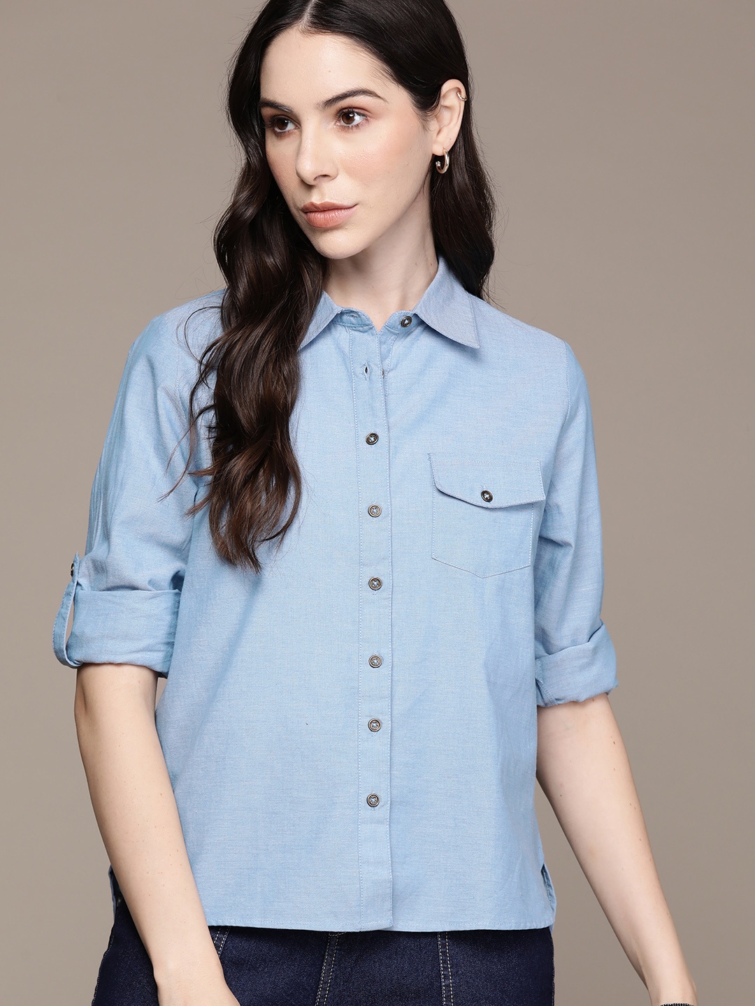

The Roadster Lifestyle Co. Opaque Casual Shirt, Blue