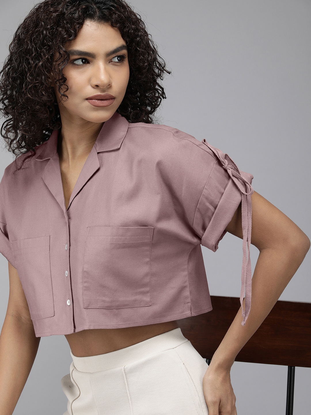 

The Roadster Life Co. Women Pure Cotton Boxy Casual Shirt, Mauve