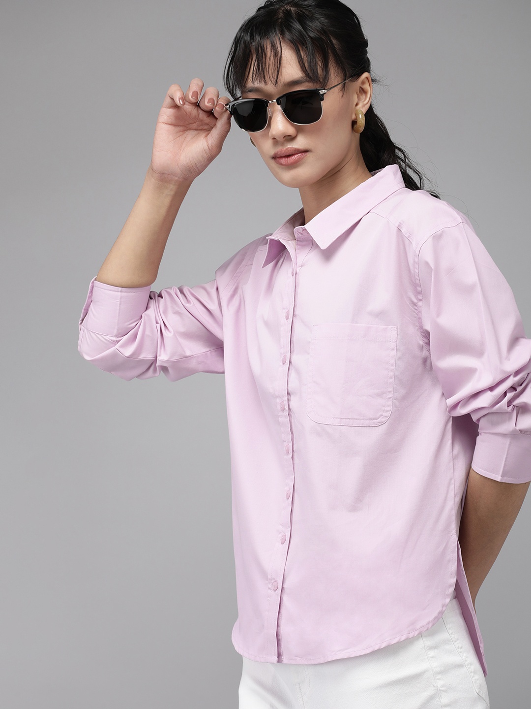 

The Roadster Life Co. Pure Cotton Casual Shirt, Lavender