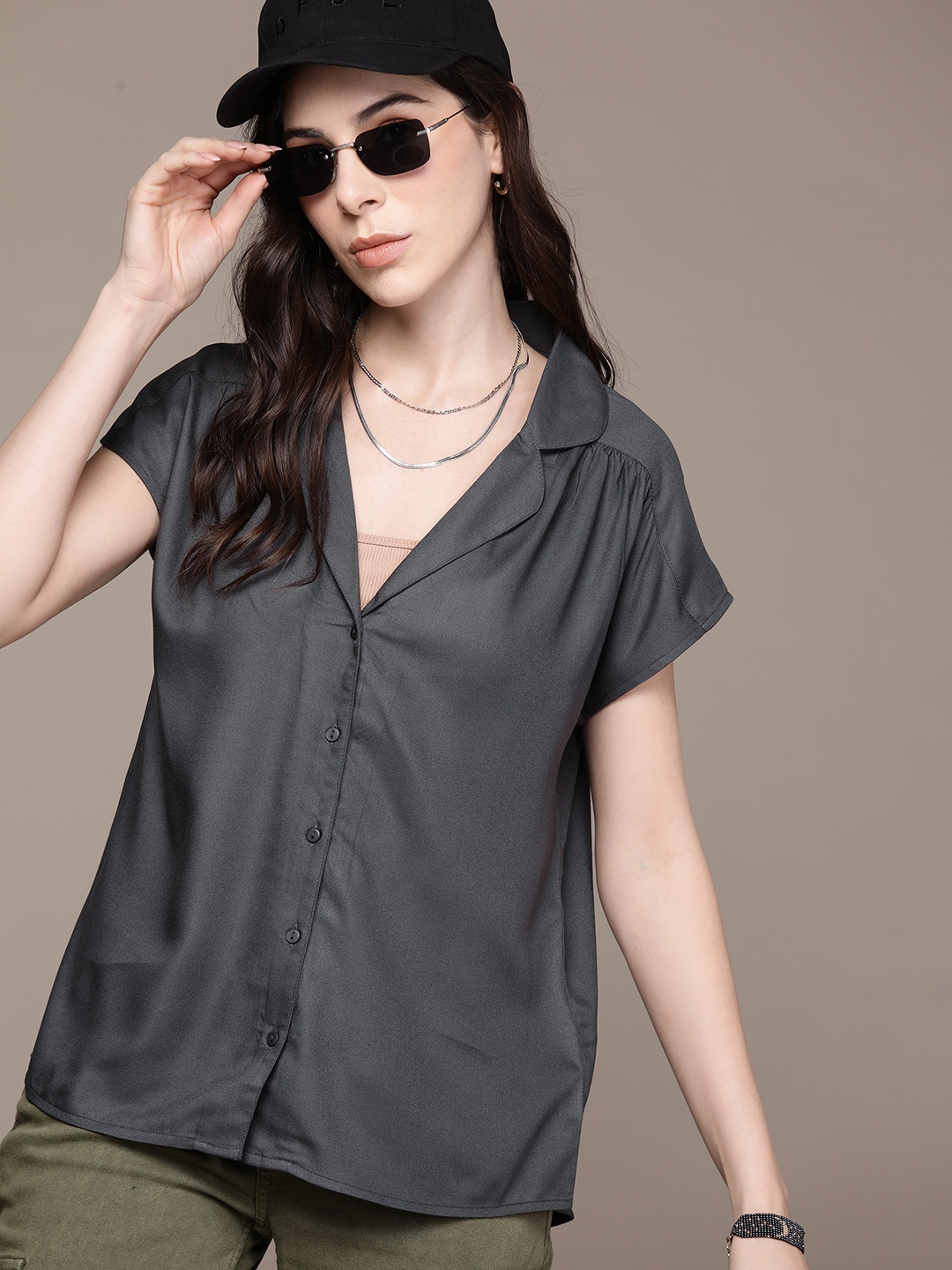 

The Roadster Lifestyle Co. Opaque Casual Shirt, Charcoal
