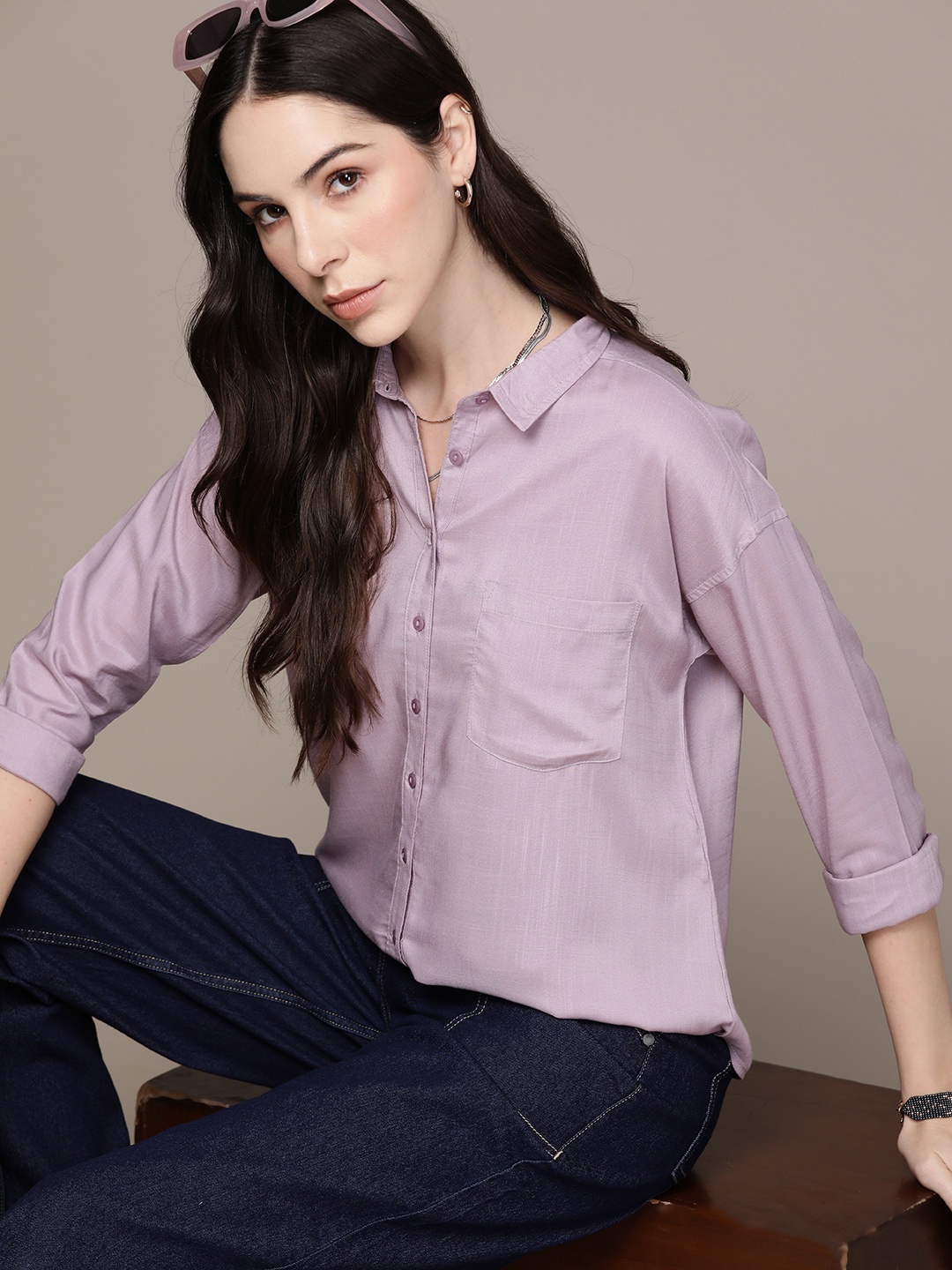 

The Roadster Lifestyle Co. Opaque Casual Shirt, Mauve