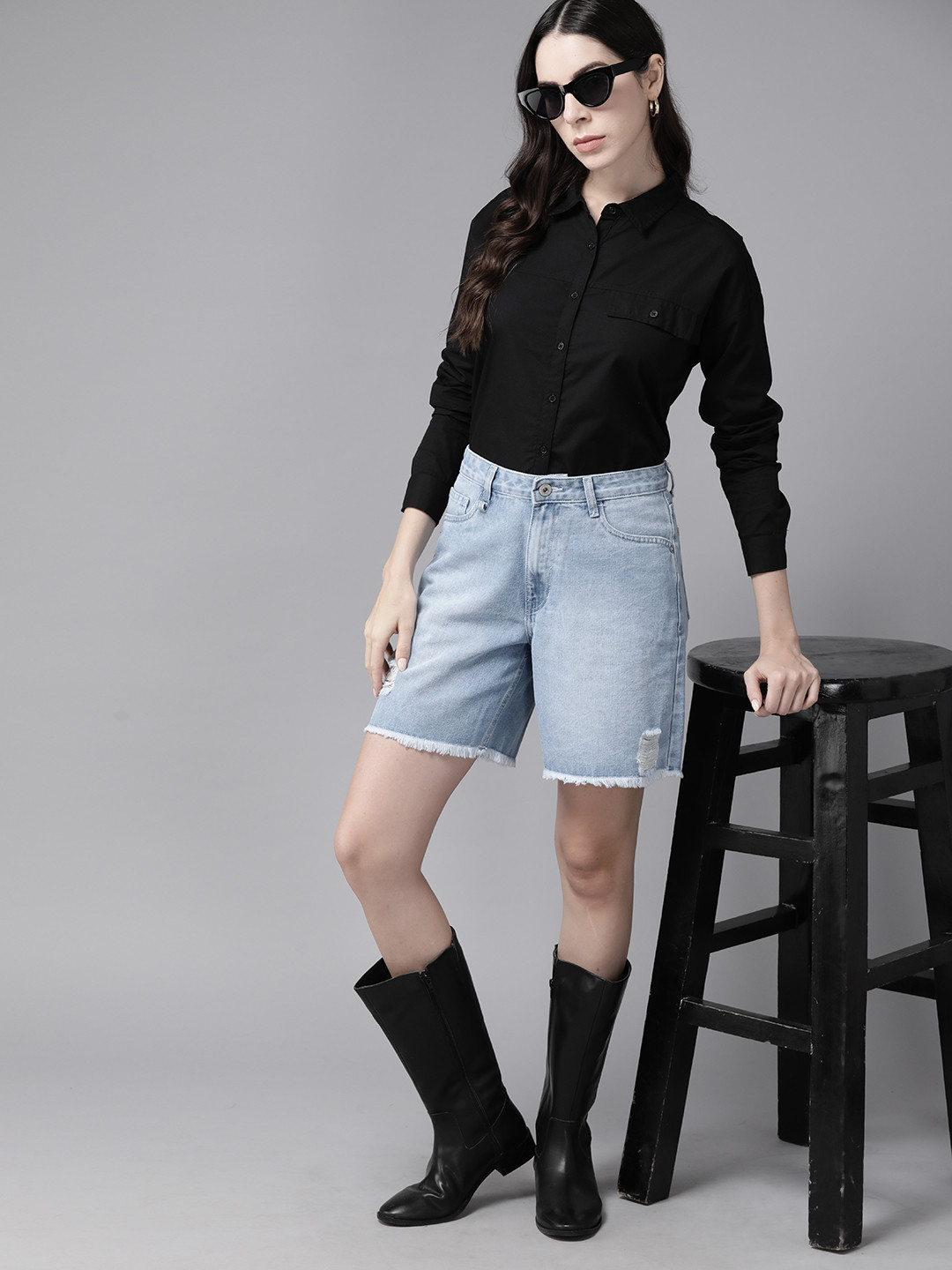 

The Roadster Lifestyle Co. Pure Cotton Opaque Casual Shirt, Black