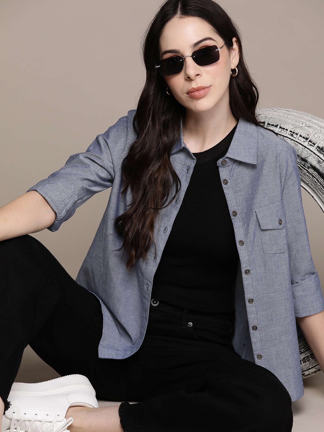 

The Roadster Lifestyle Co. Pure Cotton Shirt, Blue