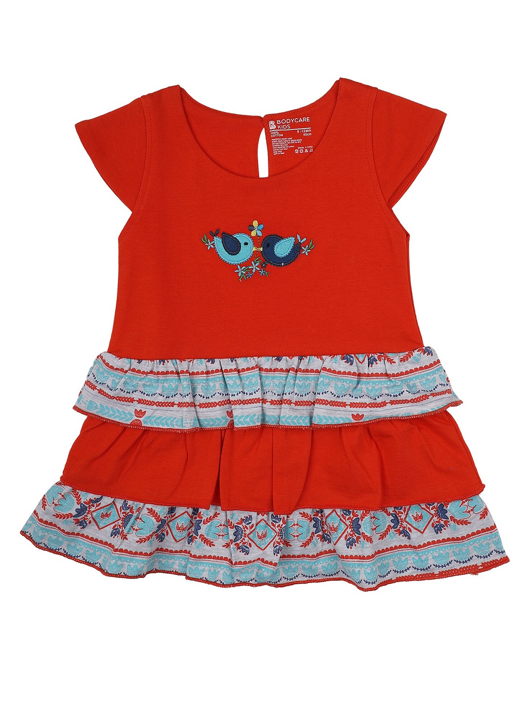 

Bodycare Red Floral A-Line Cotton Dress