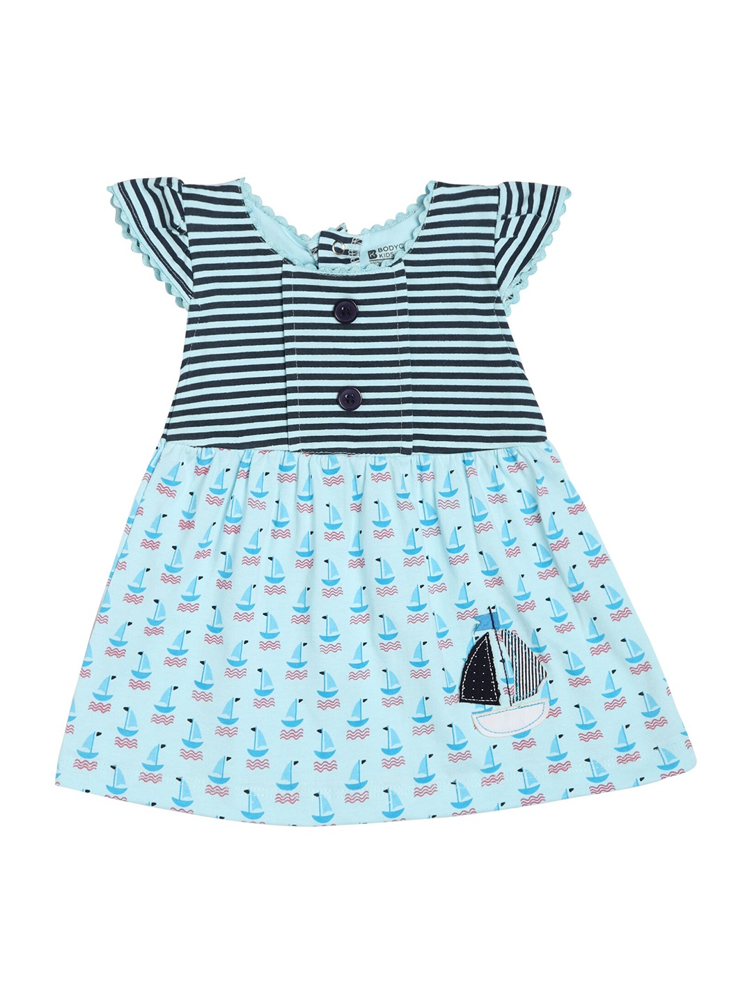 

Bodycare Blue Printed A-Line Dress