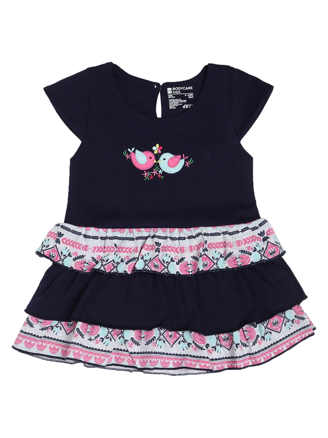 

Bodycare Infant Girls Navy Blue & Pink Floral Cotton Dress