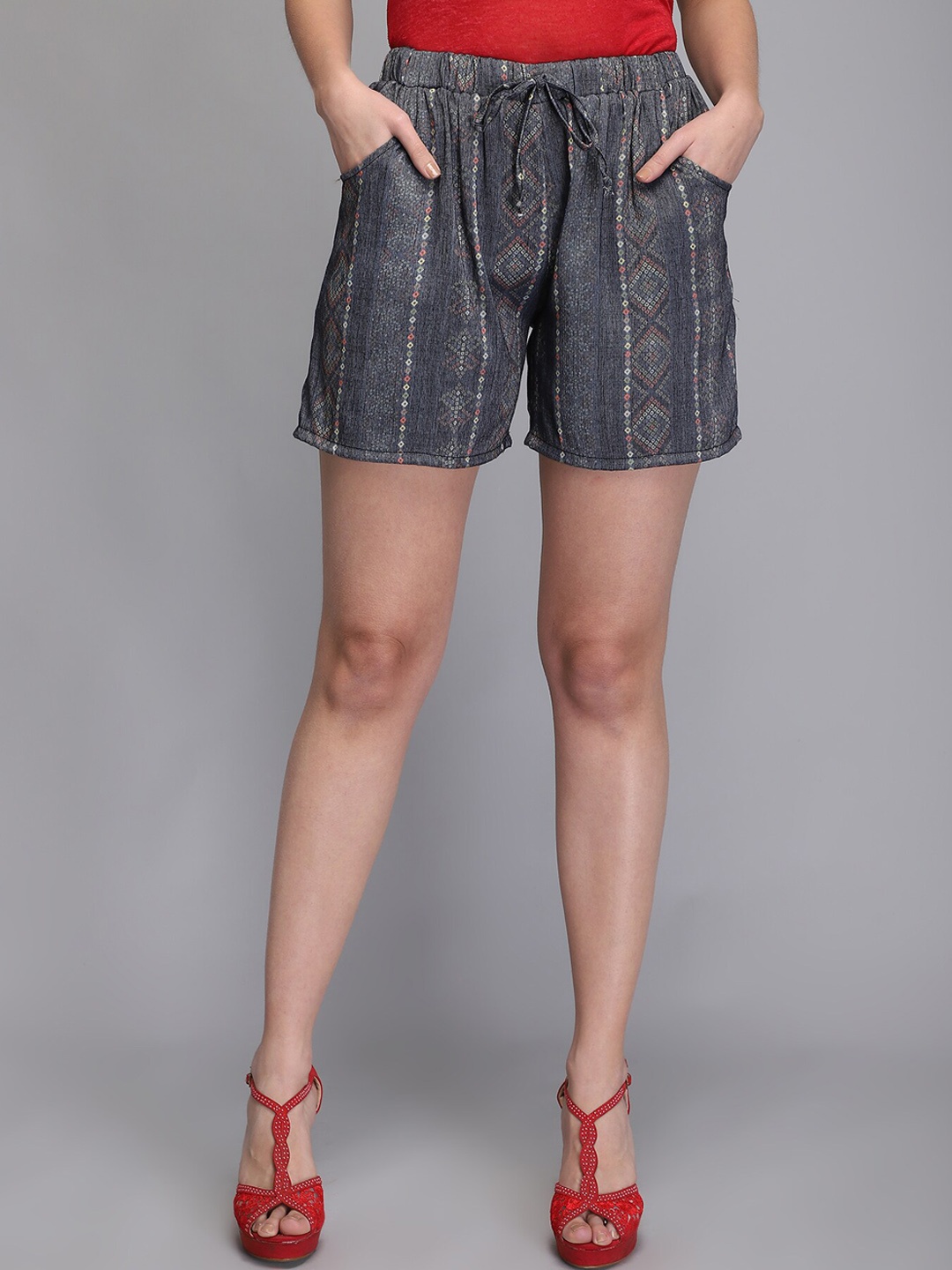 

Aditi Women Wasan Women Blue Printed Regular Fit Outdoor Shorts