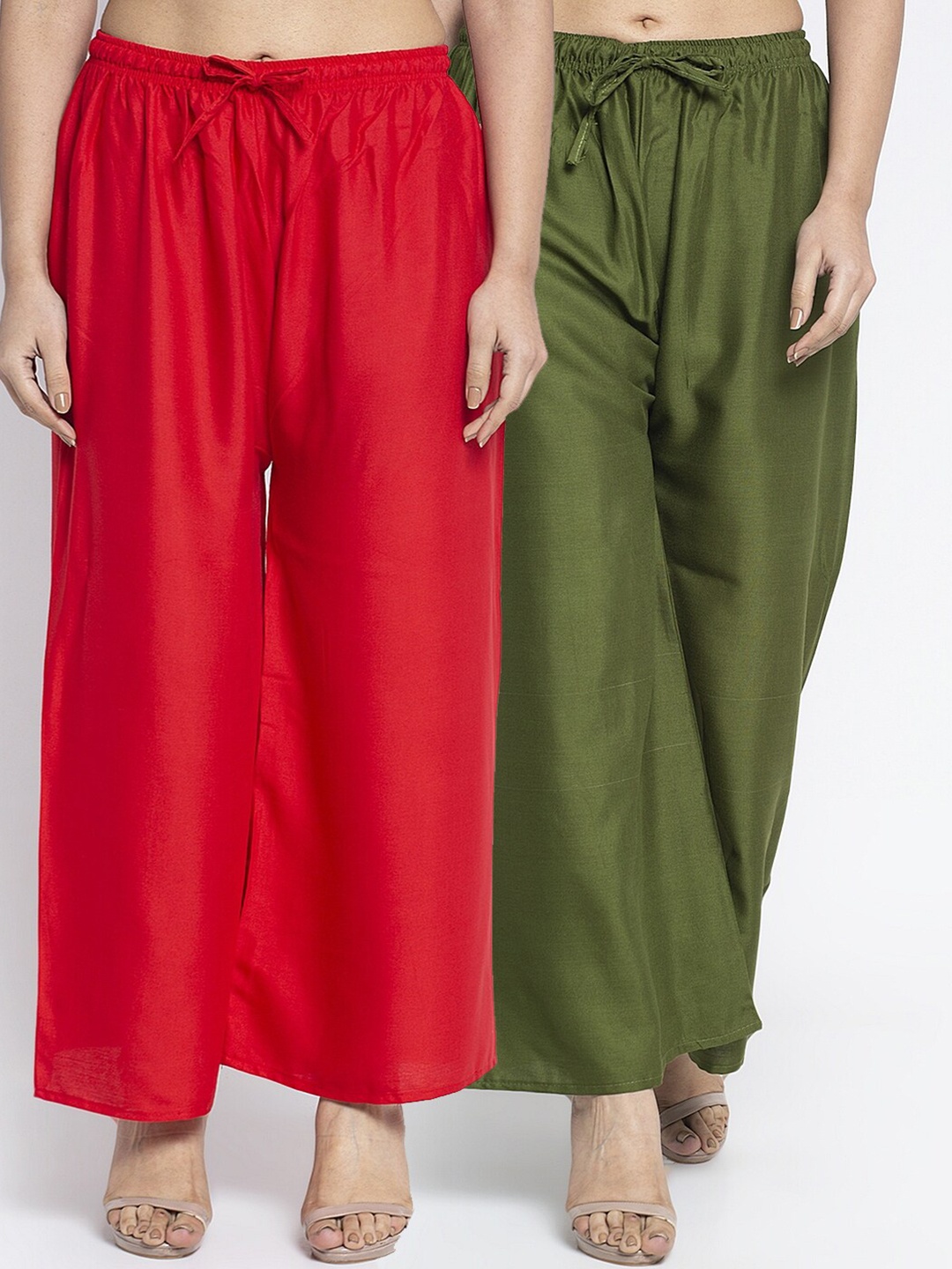 

GRACIT Women Red & Green 2 Flared Knitted Ethnic Palazzos